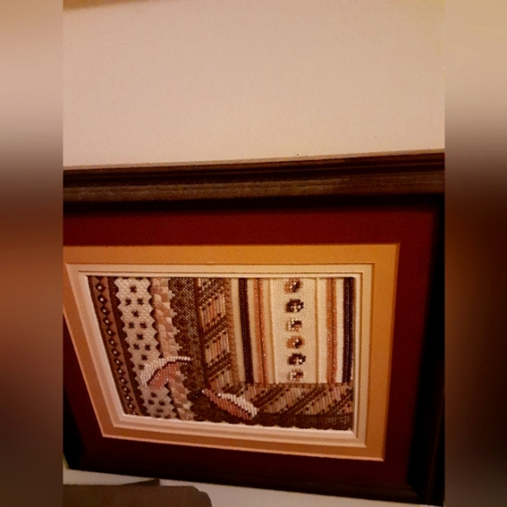 Vintage framed textile art